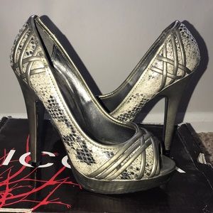 Snakeskin high heels